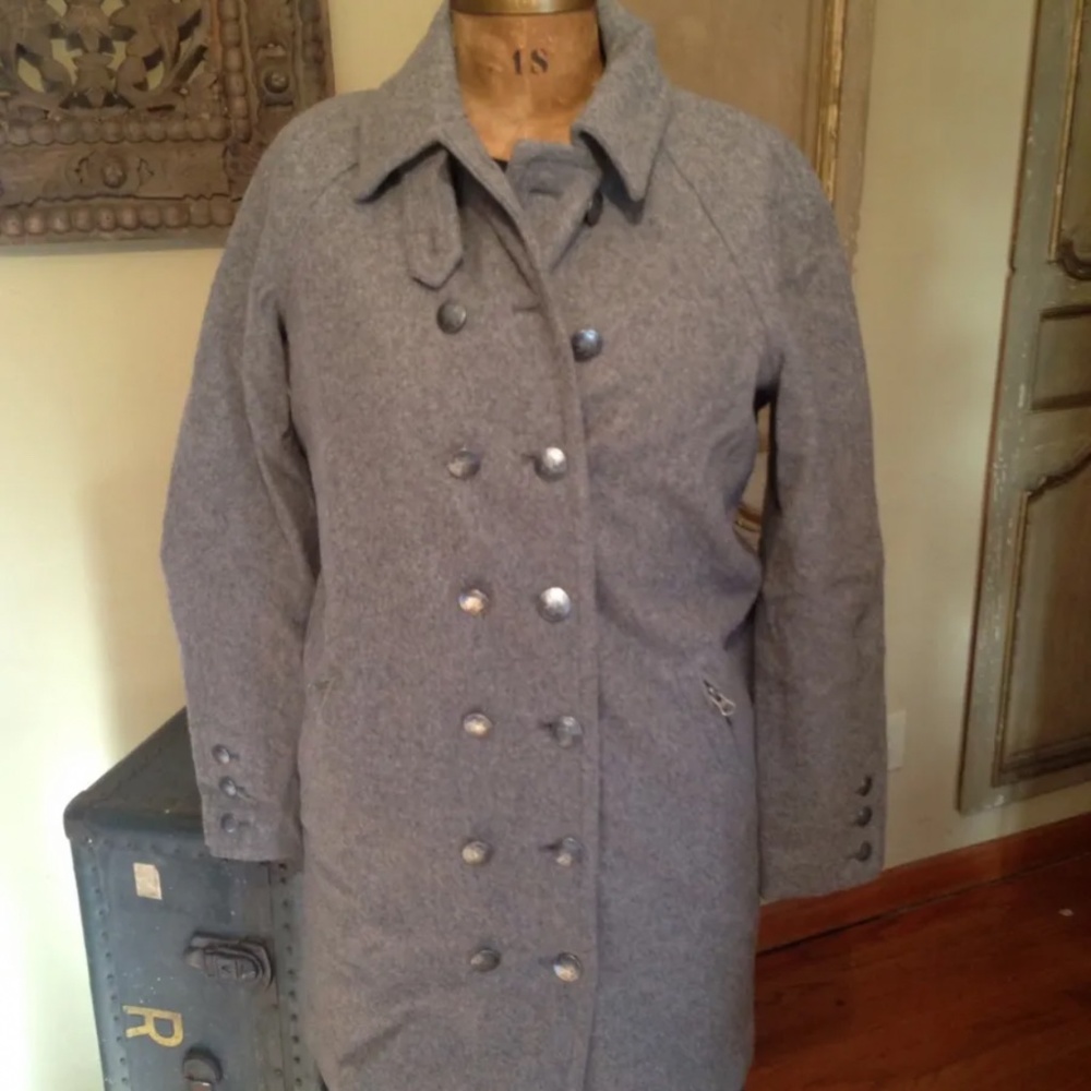 New Free People Women's Grey Wool Trench Duster Coat Jacket Size Small Petite